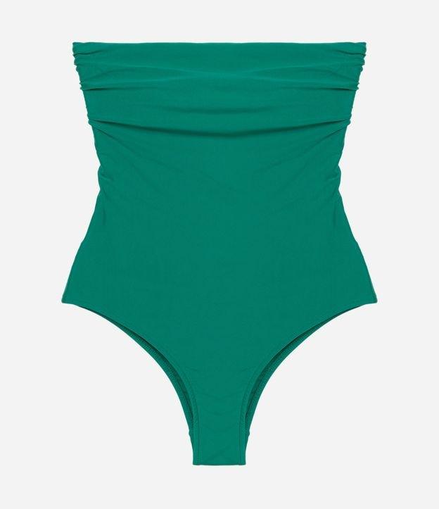 Maiô Sem Alça em Microfibra com Busto Drapeado - 1