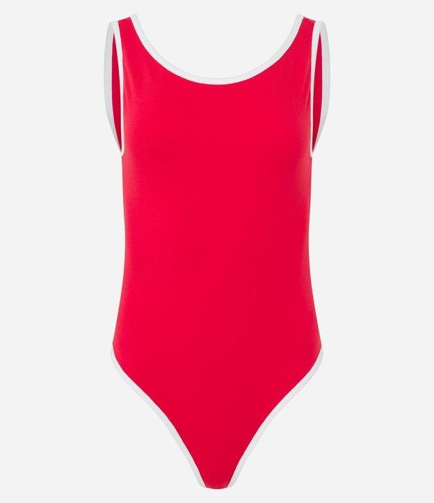 Body em Algodão com Viés Contrastante e Decote nas Costas - 1