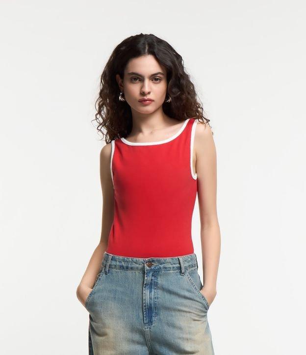 Body em Algodão com Viés Contrastante e Decote nas Costas - 3