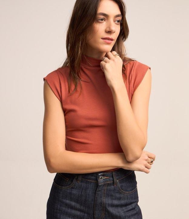 Blusa Ajustada em Ribana com Golinha e Texturas - 1