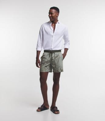 Bermuda em Microfibra com Amarração e Estampa Floral