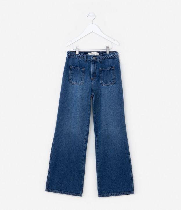 Calça Reta Infantil em Jeans com Cós Trançado - Tam 5 a 14 Anos - 1