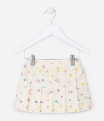 Short Saia Infantil em Crepe Plissada - Tam 1 a 5 Anos