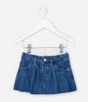 Saia Infantil em Jeans com Cós Duplo em Tricoline - Tam 1 a 5 Anos - 1