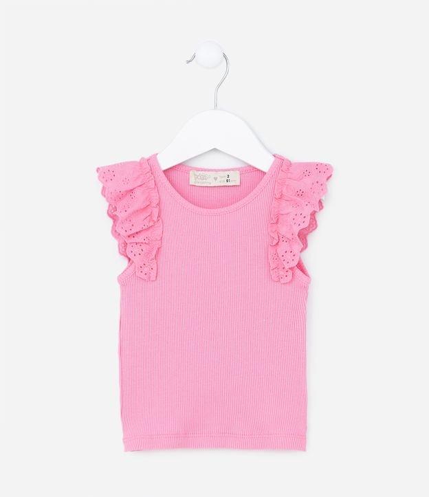 Regata Infantil Canelada com Babado Broderie - Tam 1 a 5 Anos - 1