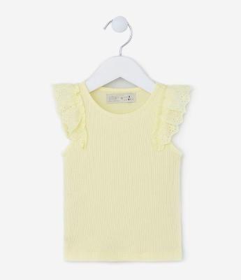 Regata Infantil Canelada com Babado Broderie - Tam 1 a 5 Anos