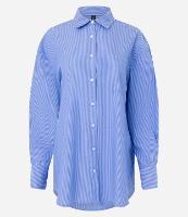 Camisa Alongada em Tricoline com Listras - 1