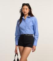 Camisa Alongada em Tricoline com Listras - 3