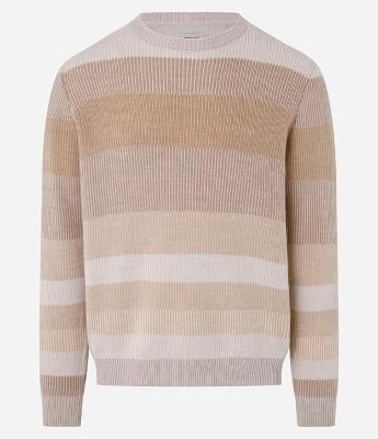 Suéter em Tricô com Gola Redonda e Estampa Blocada