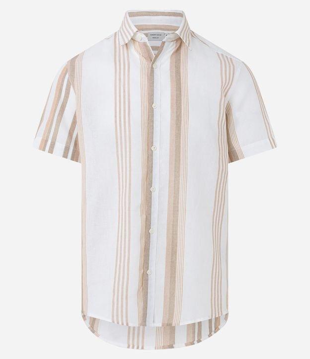 Camisa em Voal com Abotoamento e Estampa Listras Assimétricas - 1