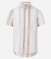 Camisa em Voal com Abotoamento e Estampa Listras Assimétricas - 1