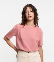 Blusa T-shirt em Algodão com Pregas no Ombro e Elástico na Barra - 1