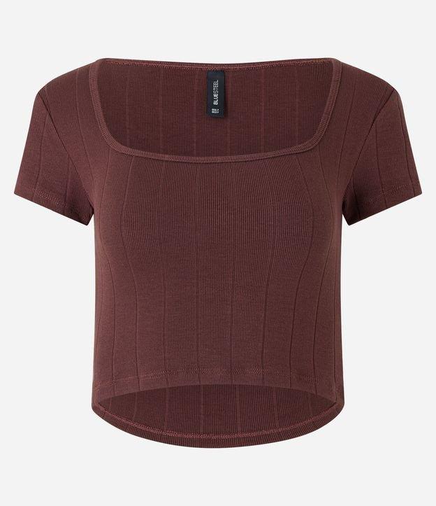 Blusa Cropped em Algodão Canelado com Decote Quadrado - 1