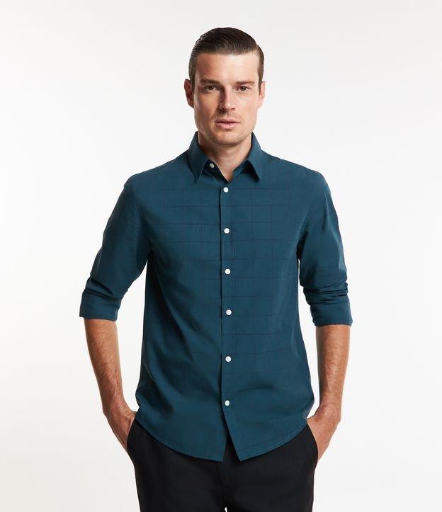 Camisa em Fil a Fil com Estampa Xadrez Grid - 1