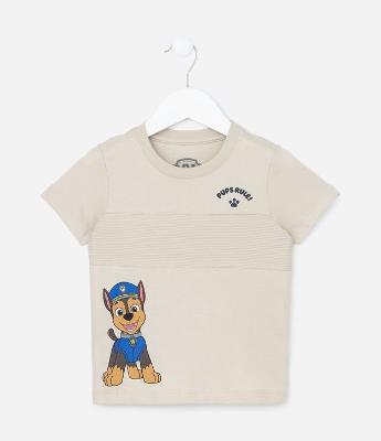 Camiseta Infantil com Recorte Canelado e Estampa da Patrulha Canina - Tam 2 a 5 anos