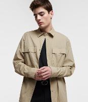 Camisa Overshirt com Bolsos Lapela no Peito e Abotoamento - 1