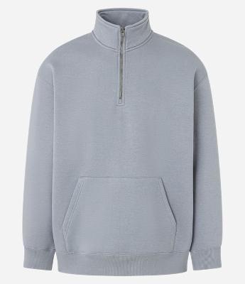 Blusão em Moletom com Gola Alta com Zíper e Bolso Canguru