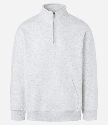 Blusão em Moletom com Gola Alta com Zíper e Bolso Canguru