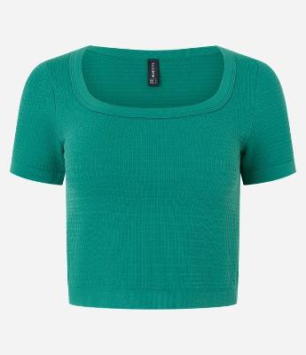 Blusa Cropped Seamless com Textura Waffle