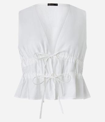 Blusa Alfaiatada em Viscose com Amarrações Frontais