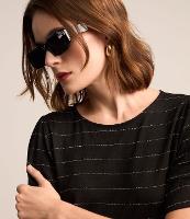 Blusa em Viscose com Estampa Listrada em Fio Metalizado - 3