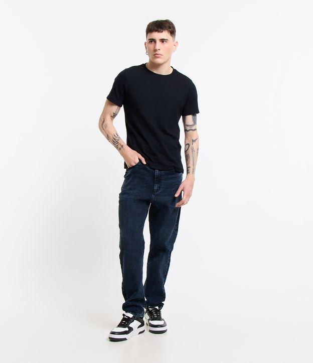 Calça Reta Loose em Jeans com Bolsos - 1
