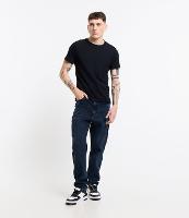 Calça Reta Loose em Jeans com Bolsos - 1