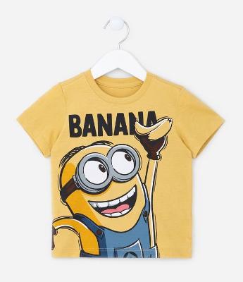 Camiseta Infantil em Algodão Estampa Minion Banana - Tam 2 a 5 anos