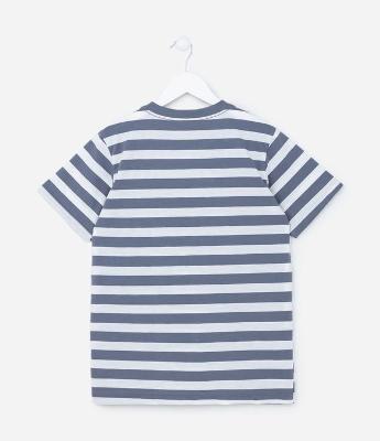 Camiseta Infantil Comfort com Estampa Listrada - Tam 5 a 14 anos