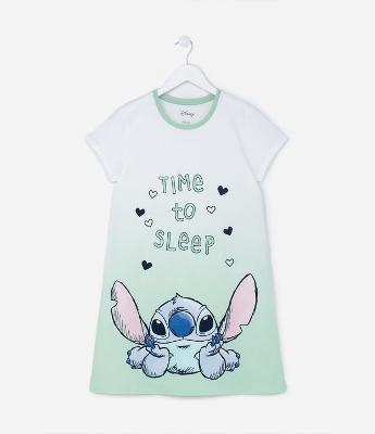 Camisola Infantil em Algodão Estampa Stitch - Tam 5 a 14 anos