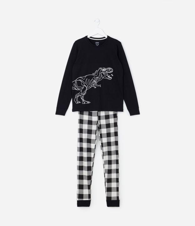 Pijama Infantil Longo em Algodão Estampa Dino - Tam 5 a 14 anos - 1