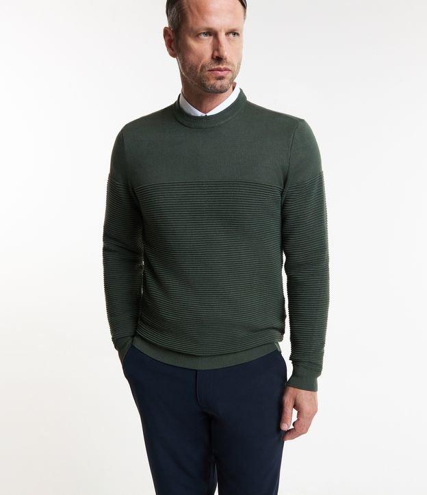 Suéter em Tricô com Textura em Nervuras - 1