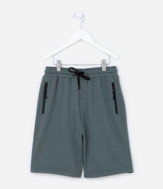 Bermuda Infantil em Moletom com Zíper nos Bolsos - Tam 5 a 14 anos - 2