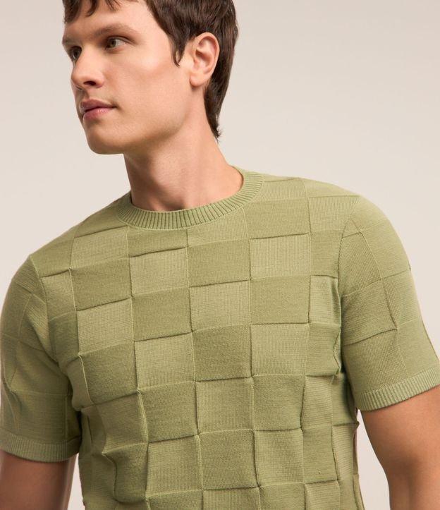 Camiseta em Tricô com Textura Quadriculada - 2
