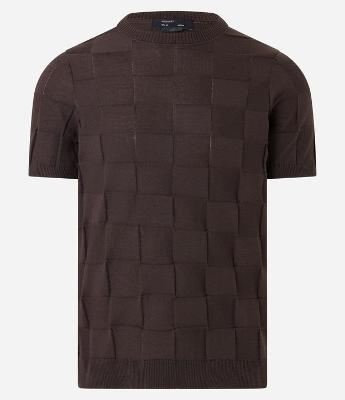 Camiseta em Tricô com Textura Quadriculada