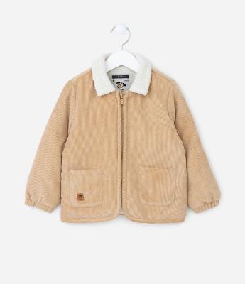 Jaqueta Infantil Canelada com Forro em Sherpa - Tam 1 a 5 anos