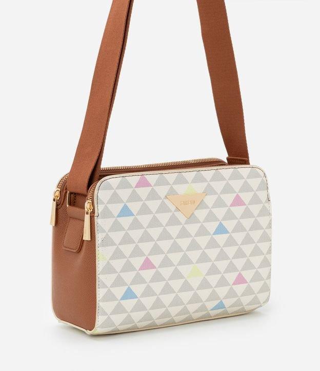 Bolsa Transversal Média com Alça e Estampa Triângulos - 2