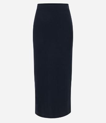 Saia Midi em Ribana com Cós Elástico e Textura Canelada