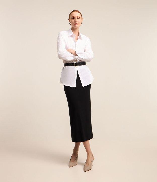 Saia Midi em Ribana com Cós Elástico e Textura Canelada - 2