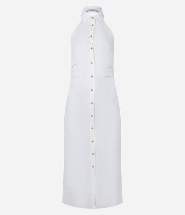 Vestido Midi Frente Única em Tricoline com Abotoamento Total - 1
