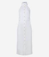 Vestido Midi Frente Única em Tricoline com Abotoamento Total - 1
