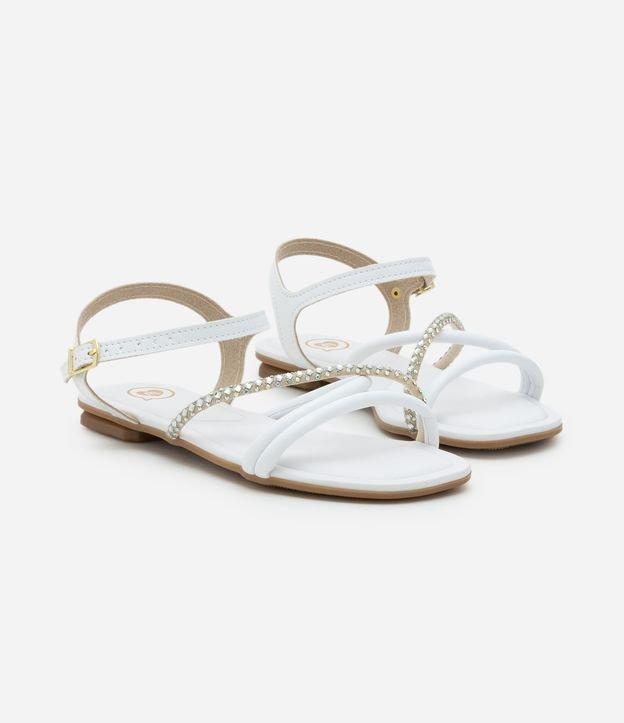 Sandália Rasteira Infantil com Tiras Finas e Strass Molekinha - Tam 26 ao 36 - 2