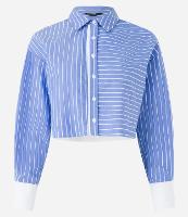 Camisa Cropped em Tricoline com Estampa Listras - 1