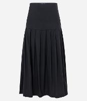 Saia Midi Evasê em Tricoline com Pregas - 1