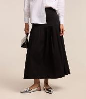 Saia Midi Evasê em Tricoline com Pregas - 2