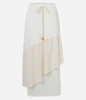 Saia Midi em Malha de Algodão com Babado Texturizado e Sobreposto - 1