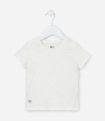 Camiseta Básica Infantil com Etiqueta Happy Kids - Tam 3 a 18 meses