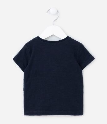 Camiseta Básica Infantil com Etiqueta Happy Kids - Tam 3 a 18 meses