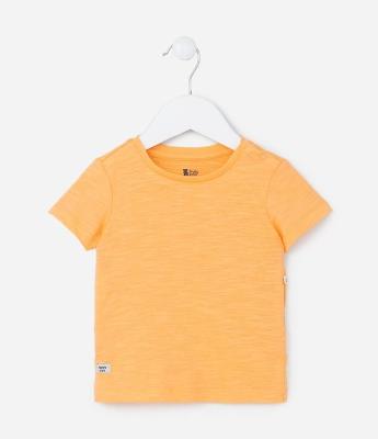 Camiseta Básica Infantil com Etiqueta Happy Kids - Tam 3 a 18 meses