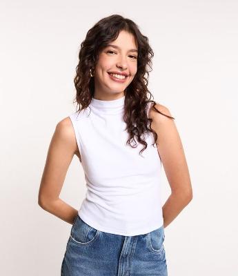 Blusa sem Manga em Ribana com Golinha Inteira